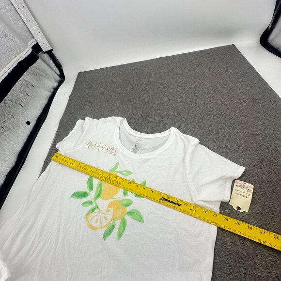 NEW! St Johns Bay lemons T-Shirt Plus 1X Cotton Blend White Round Neck Short Sle - Picture 9 of 11